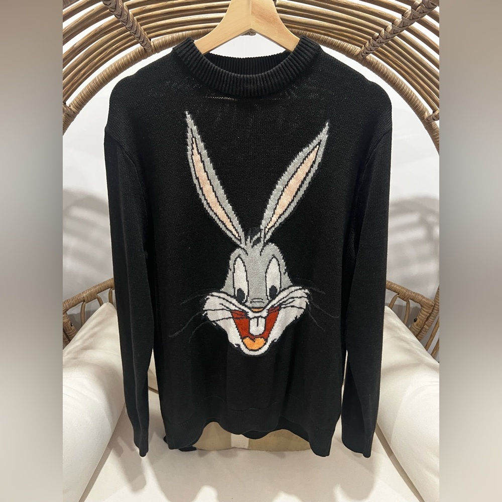 Divided Black Crewneck Sweater. Warner Bros Collab.